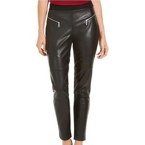 Michael Kors faux-leather moto leggings with asymmetrical zip details | Size M